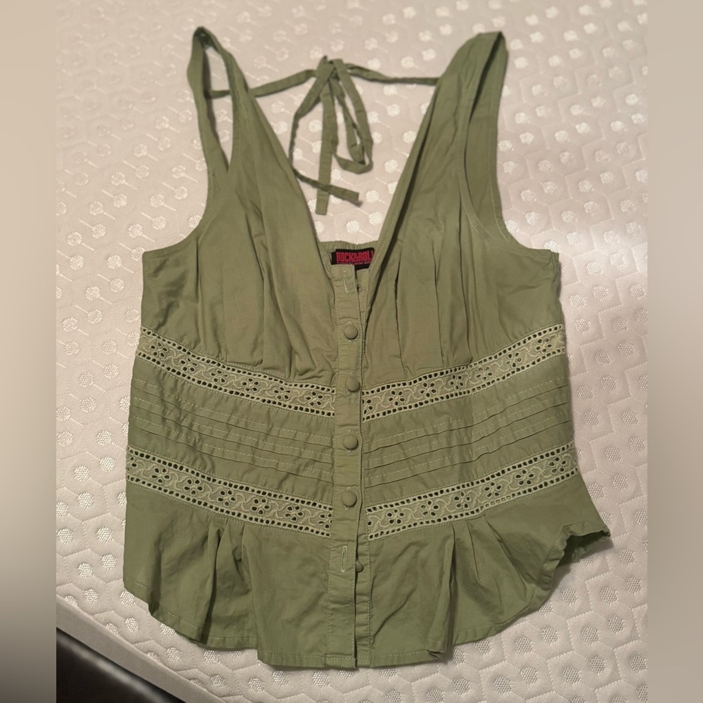 Elegant Olive Green Button-Up Blouse